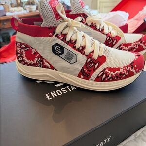 Women's Red and White Patterned Sneakers